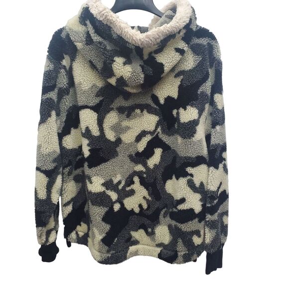 Dylan Fleece Jacket Hooded Mens XL Black Gray Camouflage Pullover Side Zips - Picture 3 of 10